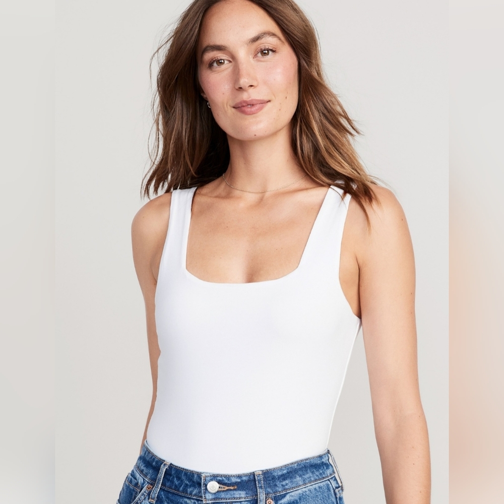 OLD NAVY White Sleeveless Square Neck Bodysuit size small